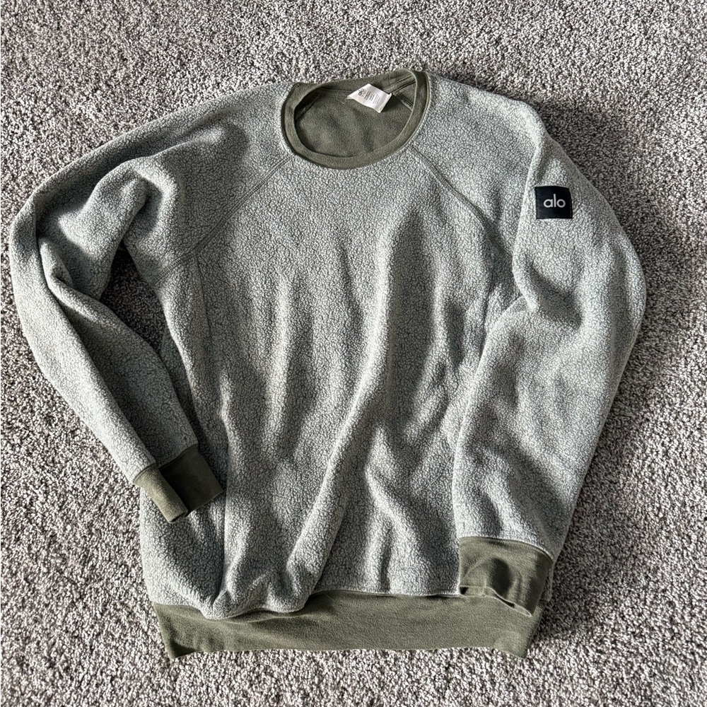 ALO Yoga Heathered Green Crewneck Sweater